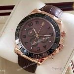 Replica Rolex Daytona Chocolate Watch Rose Gold Leather Band